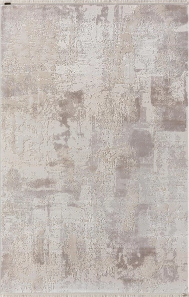 Truva 8356 Oval Krem Halı Bej Detaylı Kalın Akrilik Tozuaz Modern Salon Halısı Yatak Odası Koridor 78 X 300 KREM
