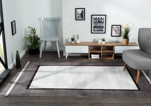 Trend 4101 Gri Akrilik Pamuk Yumuşak Modern Mutfak Yatak Odası Salon Oturma Odası Halısı 95 X 300 GRI-K.GRI - Resim 2