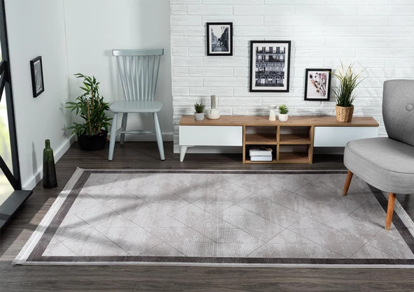 Trend 4103 Akrilik Pamuk Yumuşak Modern Mutfak Yatak Odası Salon Oturma Halısı 190 X 290 A.GRI-K.GRI - Resim 2