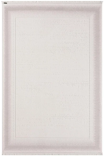 Truva Tv012a Bej Halı Kenar Çerçeveli Kalın Akrilik Tozuaz Modern Salon Halısı Yatak Odası Koridor 156 X 230 KREM