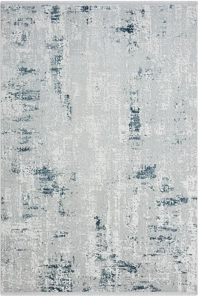 Zenith Zn008a Gri Halı Lacivert Detaylı Modern Yumuşak Kadife Ince Antialerjik Salon Koridor Halısı Özel Ölçü GRİ ürün görseli