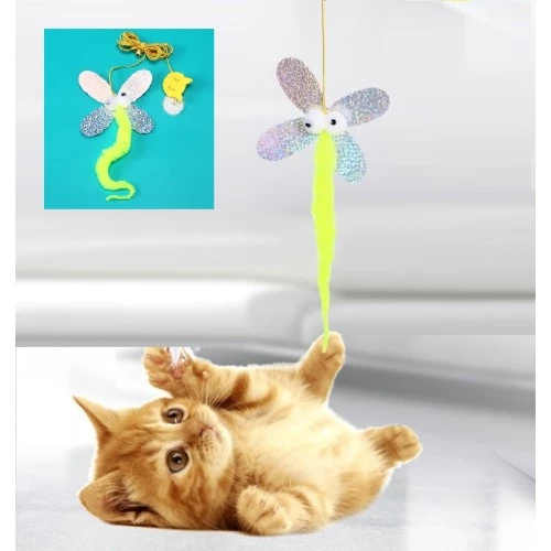 Kelebek Model Elastik Kendinden Yapışkanlı Kedi Oyun Oltası - 3