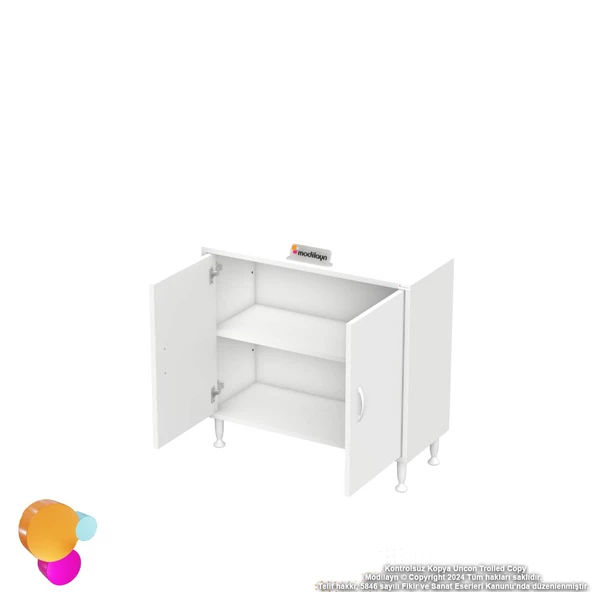 Modilayn SÖKE Küçük Alanlar İçin Akıllı Çözümler 75x75x32,5 cm’ lik 2 Kapaklı 2 Göz Raf Dolap - 7