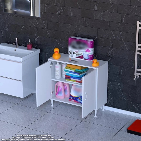 Modilayn SÖKE Küçük Alanlar İçin Akıllı Çözümler 75x75x32,5 cm’ lik 2 Kapaklı 2 Göz Raf Dolap