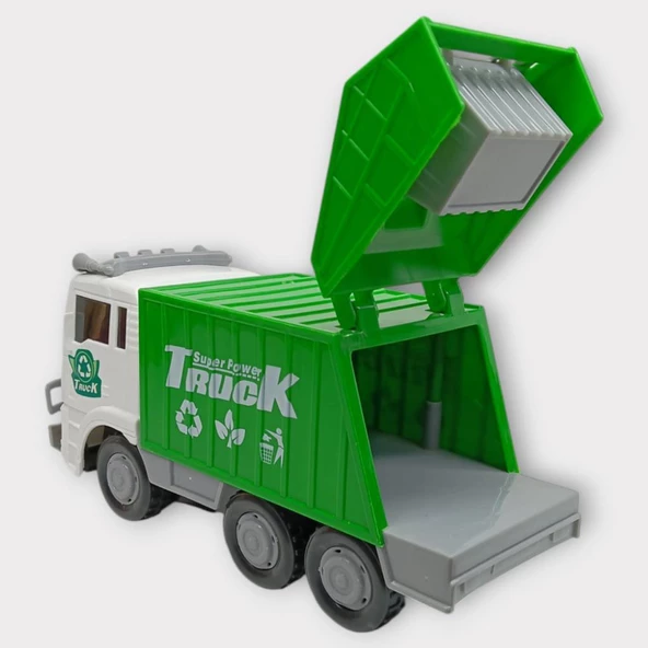 İş Makinaları Işıklı Sesli Çarp Dön 30cm - Çöp Kamyonu - 3