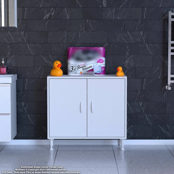 Modilayn SÖKE Küçük Alanlar İçin Akıllı Çözümler 75x75x32,5 cm’ lik 2 Kapaklı 4 Göz Raf Dolap - Resim 3