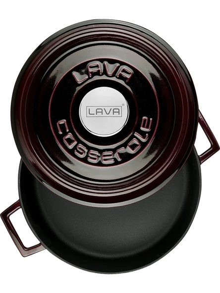 Lava Trendy Premium Serisi Demir Döküm Pilav Basık Yayvan Tencere 24 Cm Majolika Mor - Resim 2