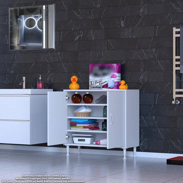 Modilayn SÖKE Küçük Alanlar İçin Akıllı Çözümler 75x75x32,5 cm’ lik 2 Kapaklı 4 Göz Raf Dolap - Resim 2