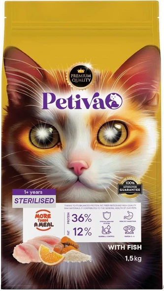 Petiva Kısırlaştırılmış Balıklı Yetişkin Kedi Maması 1,5 Kg