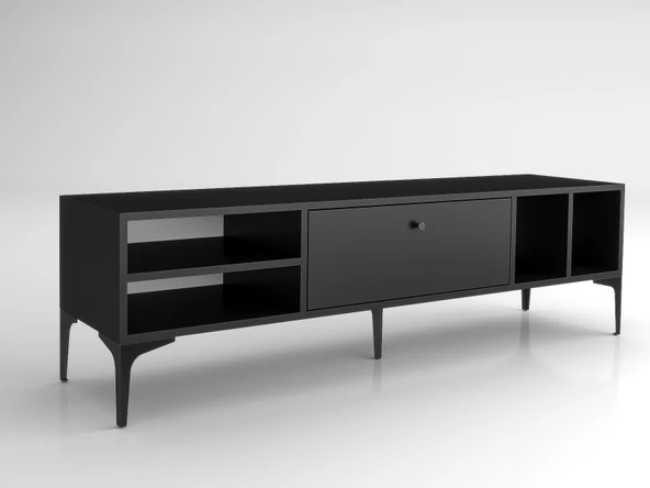 Wood'n Love Milan Tv Ünitesi Minifiks Bağlantı , Dolap Metal Ayak - Siyah / Siyah - 2
