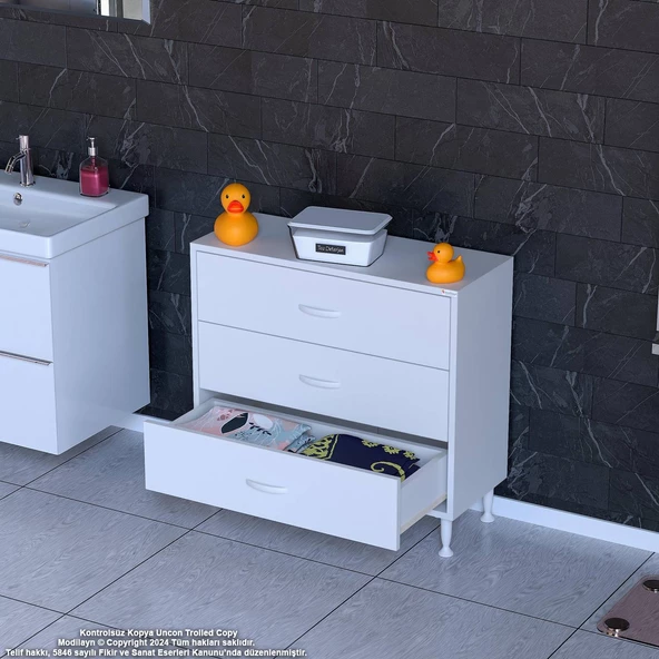 Modilayn SÖKE 3'lü Çekmece Banyo Dolabı 80x75x32,5 cm’ lik Çok Yönlü Çekmecelerle Daha Düzenli