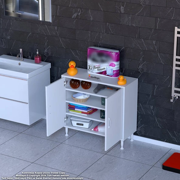 Modilayn SÖKE Küçük Alanlar İçin Akıllı Çözümler 80x75x32,5 cm’ lik 2 Kapaklı 4 Göz Dolap