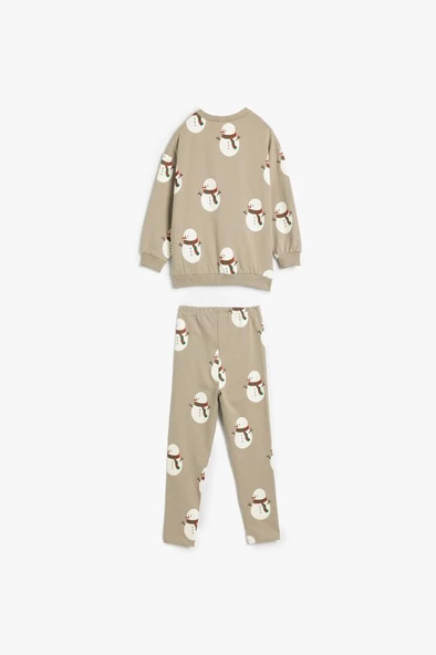 Koton Erkek Bebek Eşofman Takımı Kardan Adam Baskı Detaylı Pamuklu - 2