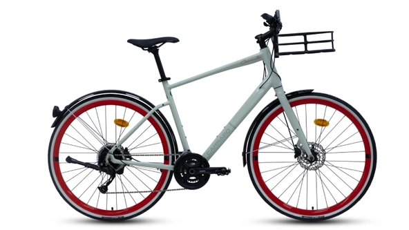 Carraro Commuter HD Fren Alivio 18 Vites 28 Jant Şehir Bisikleti Çimento Grisi Kırmızı 52 Kadro