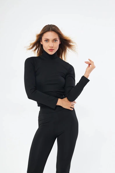 Lesa Wear Soft Touch Balıkçı Yaka Bluz Siyah - Resim 8