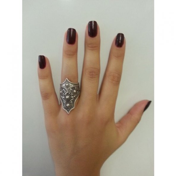 STONEAGE Antik Gümüş Bohem Bayan Yüzük Ayarlanabilir - 4