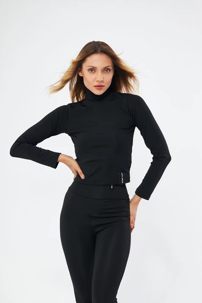 Lesa Wear Soft Touch Balıkçı Yaka Bluz Siyah - Resim 2