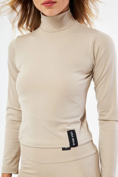 Lesa Wear Soft Touch Balıkçı Yaka Bluz Bej - Resim 3