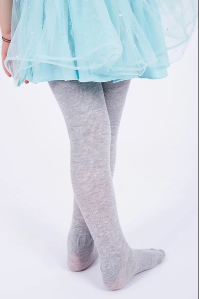 Kız Çocuk Pamuklu Külotlu Çorap Gri - Resim 2