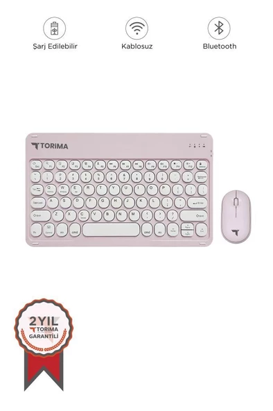 Torima TMK-08 Pembe Kablosuz Bluetooth Klavye Mouse Seti