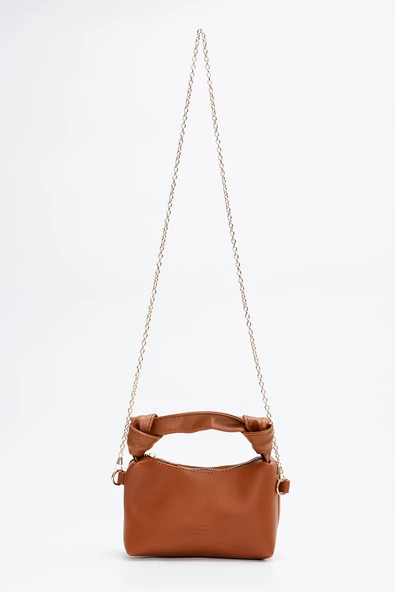 Taba Shk24 Soft Deri Düğüm Detaylı Zincir Askılı El Ve Omuz Çantası U:14 E:22 G:8 Cm - 3