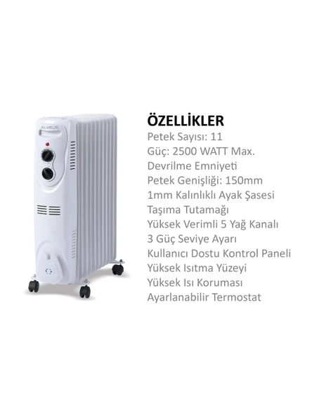 ALVEUS 11 Dilim Yağlı Isıtıcı Radyatör ALV09 - 4