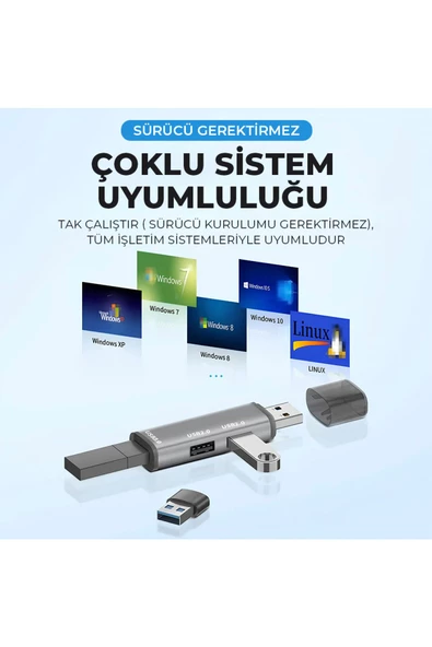 Qozie 3in1 USB 3.0 Alüminyum Yüksek Hızlı USB Çoklayıcı - 4