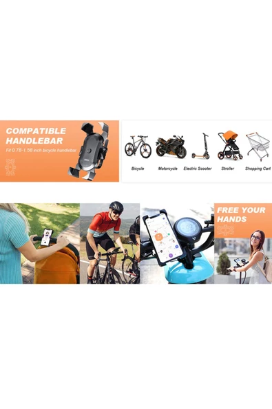 Qozie Motosiklet/Bisiklet Gidon Dayanıklı Cep Telefonu Tutucu - 4