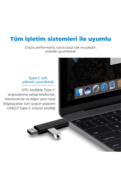 Qozie 5in1 USB 3.0 Type-c Micro-USB Kart Okuyucu Çevirici - 3