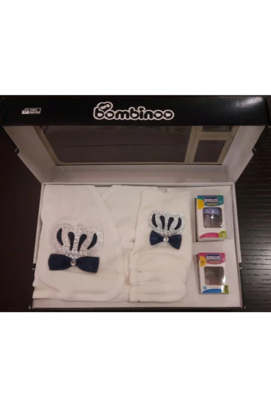 Erkek Bebek Hastane Çıkış Zıbın Seti 7 Parça Mavi Yeni Doğan Takım - 2