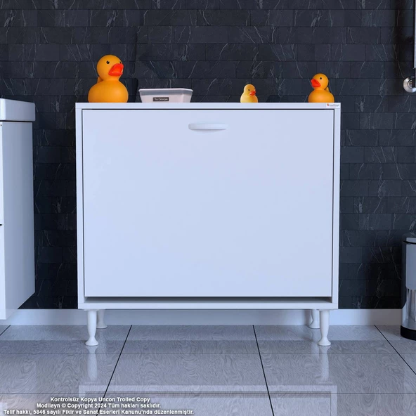 Modilayn SÖKE Banyo İçin Sihirli Kutu 85x75x32,5 cm’ lik 2 Göz Sepet Hazneli Mini Banyo Dolabı - 3