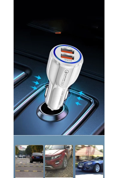 Qozie Qualcomm Gerçek 3.0 Çift Giriş 3.1a 5/9/12v Hızlı Araç Şarjı - 6