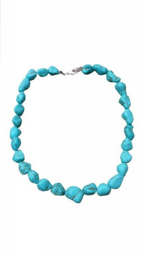 STONEAGE Bayan Kolye Kırma Firuze Doğal Taş Nazara Karşı - Resim 5