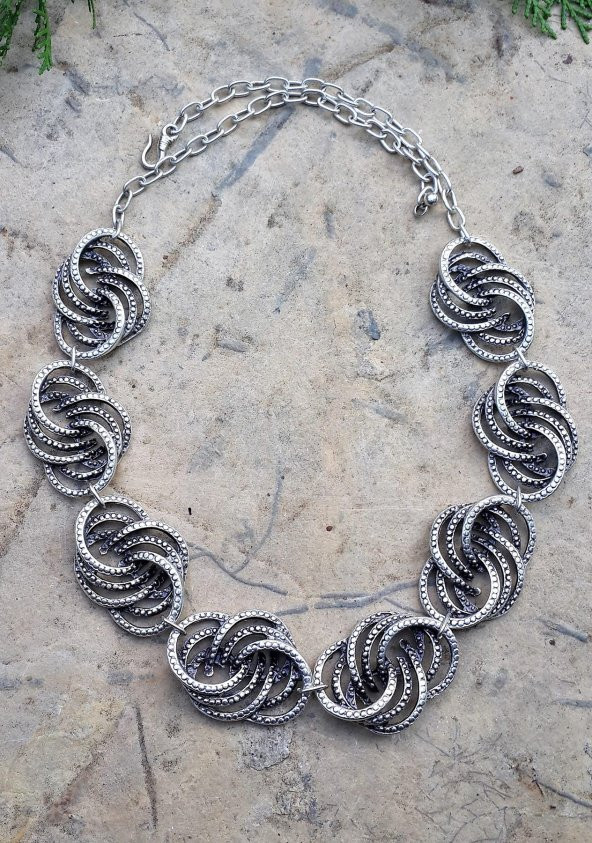 STONEAGE Bayan Kolye Yapraklı Bohem Vintage Hint Gümüşü Gerdanlık ürün görseli