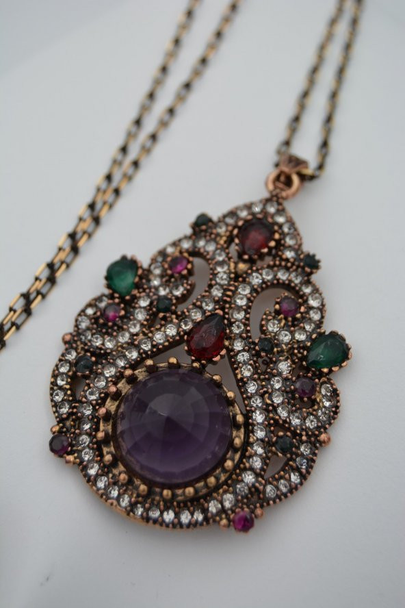 STONEAGE Bayan Kolye Zirkon Taşlı Saray Kolyesi - Resim 3