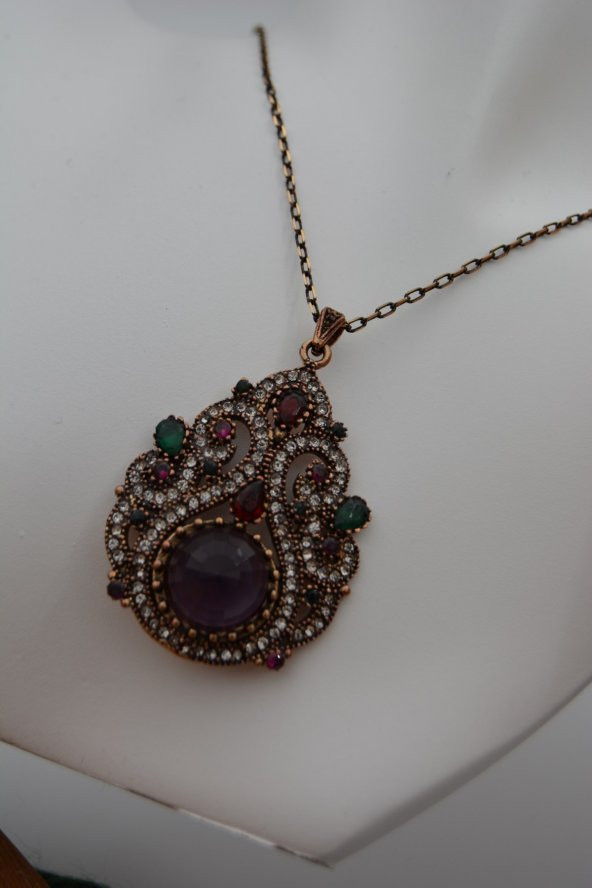 STONEAGE Bayan Kolye Zirkon Taşlı Saray Kolyesi - Resim 4