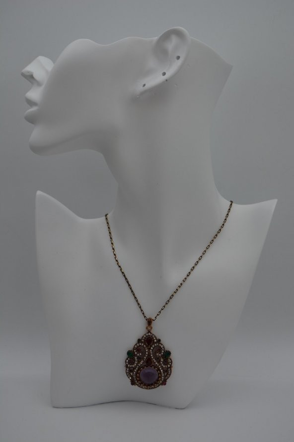 STONEAGE Bayan Kolye Zirkon Taşlı Saray Kolyesi - Resim 5