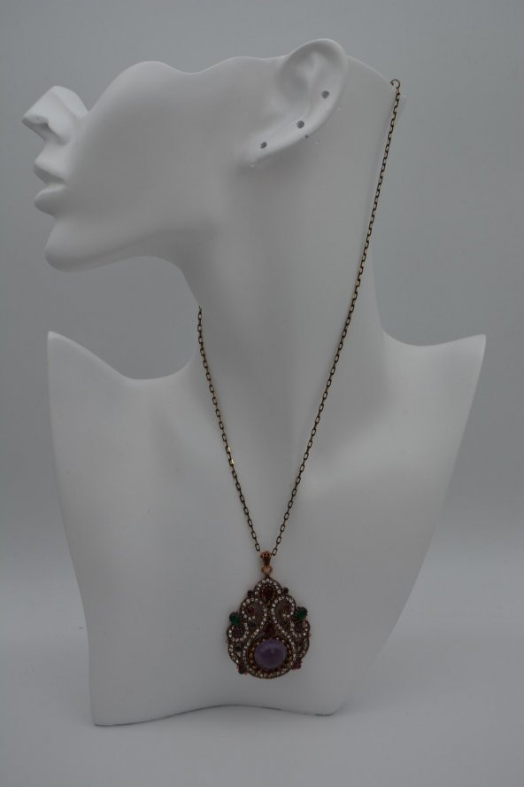 STONEAGE Bayan Kolye Zirkon Taşlı Saray Kolyesi - Resim 6