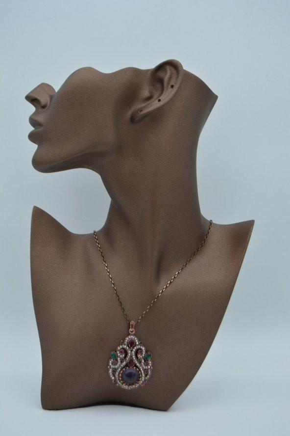 STONEAGE Bayan Kolye Zirkon Taşlı Saray Kolyesi - Resim 7