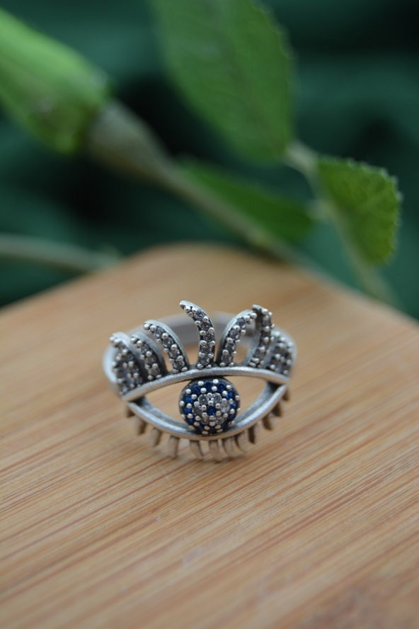 STONEAGE Bayan Yüzük Nazar Boncuklu Ayarlanabilir Bohem Tarz - Resim 3