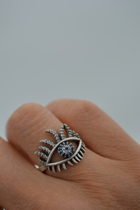 STONEAGE Bayan Yüzük Nazar Boncuklu Ayarlanabilir Bohem Tarz - Resim 4