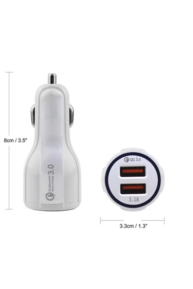 Qozie Qualcomm Gerçek 3.0 Çift Giriş 3.1a 5/9/12v Hızlı Araç Şarjı - 5