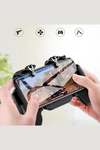 Qozie Cep Telefonu Oyun Konsolu Soğutma Fanlı Standlı Pubg Ateş Tetik Gamepad Joystick - 2