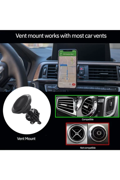 Qozie Araç Havalandırma Bölmesi 360  Dönebilen Manyetik Telefon Tutucu - 2