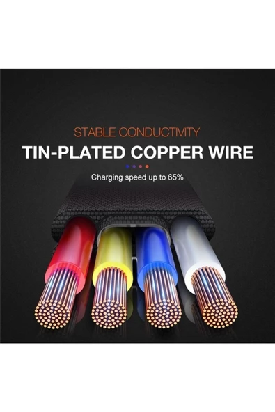 Qozie Metal Başlıklı Örgülü 1 M 3a Type-c Data & Hızlı Şarj Kablosu - 5