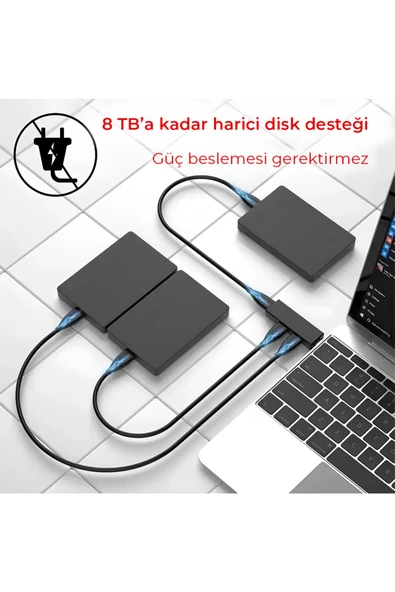 Qozie 3in1 USB 3.0 Alüminyum Yüksek Hızlı USB Çoklayıcı - 3