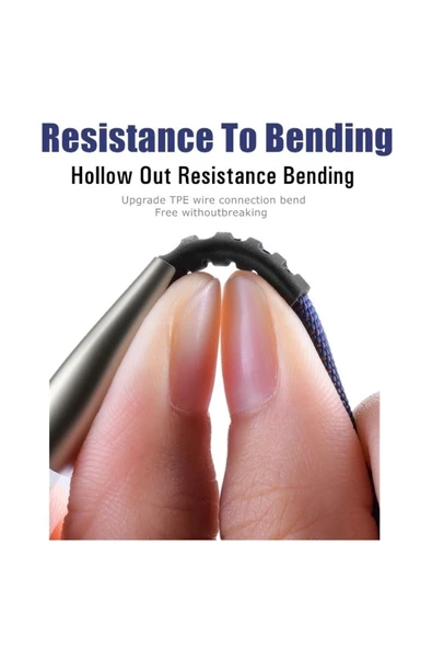 Qozie Metal Başlıklı Örgülü 1 M 3a Type-c Data & Hızlı Şarj Kablosu - 4