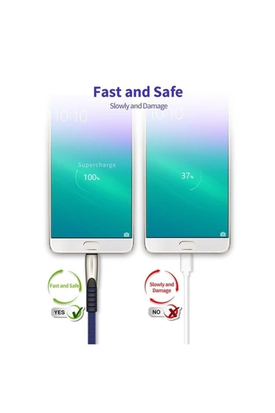 Qozie Metal Başlıklı Örgülü 1 M 3a Type-c Data & Hızlı Şarj Kablosu - 7