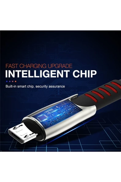 Qozie Metal Başlıklı Örgülü 1 M 3a Micro Usb Data & Hızlı Şarj Kablosu - 3