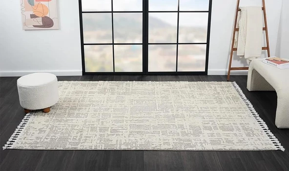 Wool Wl007a Bej Halı Sisal Bukle Dekoratif Kabartmalı Halı Tozsuz Antialerjik Salon Halısı Koridor Özel Ölçü VIZON-BEYAZ - Resim 2